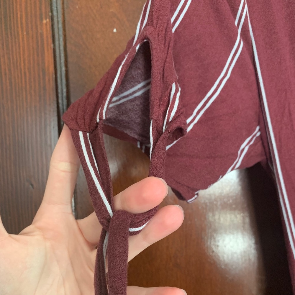 striped maroon romper - Picture 6 of 6